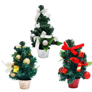 Mini Albero di Natale da 30cm con Vaso, Fiocchi e Sfere Decorative - Decorazioni Natalizie - Product Image 1