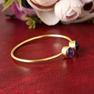 High Demand Brass Bangles <b>Amethyst</b> <b>Bracelet</b> Boho Brass Cuff For Women 18k Gold Plated Dainty Geometric For Wholesale/OEM/ODM - Product Image 2