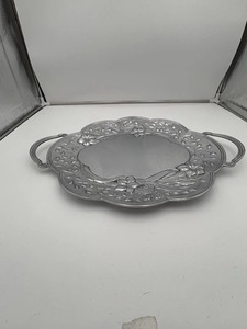 Bandeja de Servir Floral Grabada con Acabado Plateado Premium, Ideal para Servir en Eventos Festivos y Decoración de Mesa, Uso Doméstico, de la India - Product Image 5