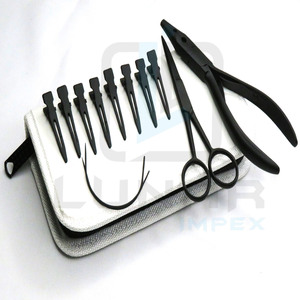 Kit de herramientas de extensión de cabello de cuero de PVC blanco de venta caliente en color negro mate con etiquetado de marca personalizado gratuito - Product Image 4