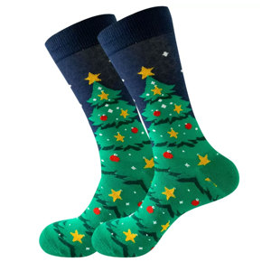 Calcetines con estampado navideño unisex de longitud media para hombre, calcetines cálidos de secado rápido de algodón peinado informales coloridos y frescos - Product Image 2