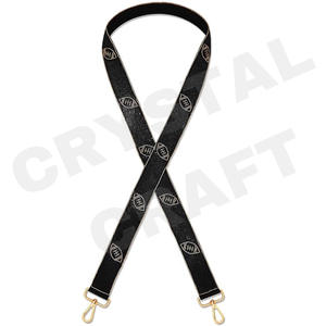 Sangles de sac de perles de rocaille en or blanc personnalisées de football noir 'Hook Em Horns' accessoire à la mode sangle de sac à main perlée - Product Image 1