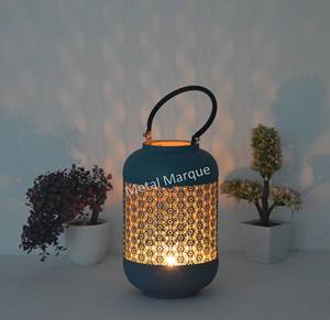 Linterna decorativa para el hogar con diseño de láser de Color turquesa Premium, linternas de nuevo estilo, linterna de vela de aspecto clásico, vela de interior - Product Image 2