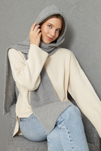 Women's Soft Textured Knitted Hooded <b>Scarf</b> Keeps Warm Stylish and Comfortable Stylish Look Autumn Winter ODM OEM Service - Product Image 5