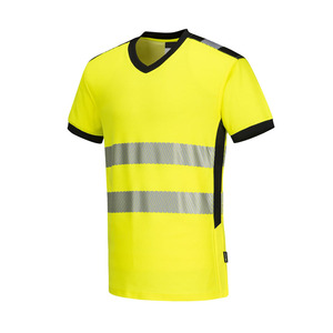 Camiseta de trabajo de poliéster de alta visibilidad para hombre, camiseta de seguridad reflectante de manga corta, logotipo personalizable, bolsillo a prueba de agua - Product Image 1