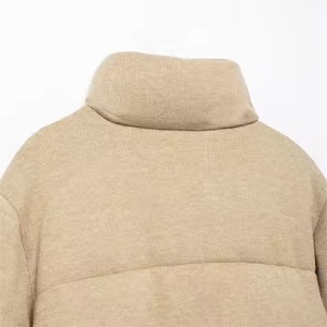 แจ็กเก็ตบุคอตตอนสำหรับผู้หญิงเสื้อนอกอินเทรนด์เสื้อโค้ทแบบลำลองแขนสั้นมีซิป - Product Image 4