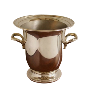 Cubo de hielo de doble pared de acero inoxidable con acabado brillante con mango de latón Cubo de sujeción de champán Accesorios de barra Cubo de hielo - Product Image 5