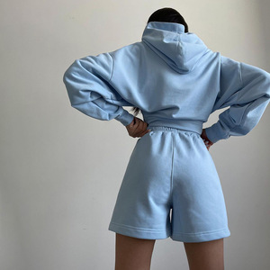 Ensemble de survêtement décontracté deux pièces en coton épais pour homme avec logo personnalisé, imprimé, pour l'automne - Product Image 3