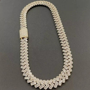 Collection de bijoux fins pour hommes élégants audacieux Masculin 925 Sterling Silver Cuban Chains Moissanite Diamond Main Hip Hop Style - Product Image 6