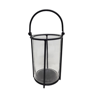 Linterna de bastón y vidrio de hierro con mango, linternas de Color negro y Natural para decoración de jardín y hogar, personalizadas a granel - Product Image 4