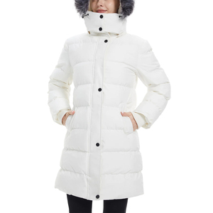Veste Parka rembourrée en coton épais de marque Duck pour femmes, grande taille, col en fausse fourrure à capuche, fermeture à glissière, vêtements de rue d'hiver, logo - Product Image 5