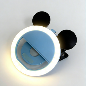 Clip lumineux pour téléphone en forme de dessin animé mignon, anneau lumineux LED rechargeable pour selfie, diffusion en direct et maquillage, 5600K - Product Image 1