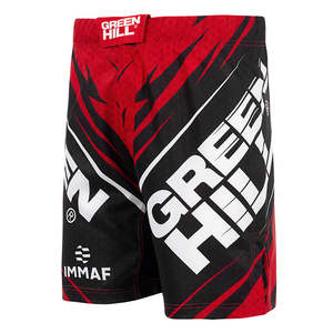 Pantalones Cortos de MMA Aprobados por IMMAF GREEN HILL, Color Rojo, para Vale Tudo y Muay Thai - Product Image 1