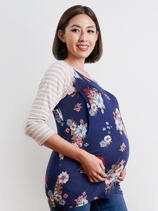 Tops de Jersey florales informales para maternidad y lactancia, camiseta suave y cómoda para amamantar, suministro a granel de verano - Product Image 5