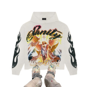 Sweat-shirt unisexe surdimensionné en coton délavé à l'acide, personnalisé, lourd, avec capuche en strass, parfait pour le streetwear décontracté - Product Image 1