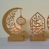 Elegantes Portavelas de Té en Forma de Luna, de Hierro Dorado, sin Llama, Ecológicos, Diseño Moderno, Hechos a Mano, para Ramadán