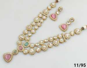 Diseñador de fiesta desgaste AntiquePlated Kundan piedra joyería tradicional hermoso diseño Simple gargantilla collar pendiente para mujer - Product Image 4