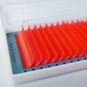 Fabricant fiable Usine directe Production à grande échelle de haute qualité Extensions de cils Orange néon Épaisseur 0.15mm Curl CC - Product Image 2