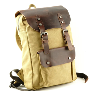 Leather Canvas Luxury Backpack-Breathable Eco-Friendly Large Capacity Travel School Laptop <b>Rucksack</b> Factory Price LCBP-0164 - Product Image 1
