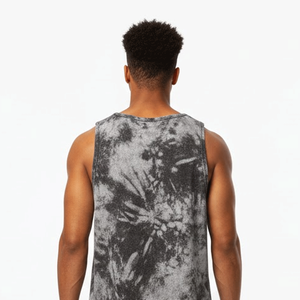 Débardeur gris tie-dye pour homme, sans manches, avec typographie « Focus Mode », style streetwear décontracté, fitness, mockup - Product Image 5