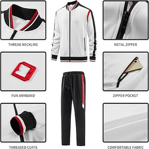 Ensemble de survêtement décontracté pour homme, imprimé, en polaire technique, avec fermeture éclair, 2 pièces, sweat-shirt, vêtements de sport, survêtement, téléchargé par Dress Sports - Product Image 4