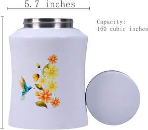 Urnes de l'arbre de vie pour les cendres humaines-Urnes de crémation pour adultes pour les funérailles, l'inhumation ou la maison (160 pouces cubes blanc (colibri)) - Product Image 3