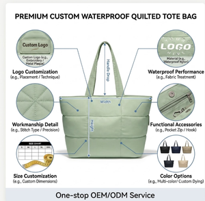 Sac fourre-tout matelassé vert sauge <span class=keywords><strong>avec</strong></span> logo personnalisé, sac à main fonctionnel <span class=keywords><strong>avec</strong></span> doublure intérieure et coutures renforcées – Choix du vendeur boutique - Product Image 2