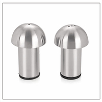 Ensemble salière-poivrière en acier inoxydable durable et écologique, forme champignon, avec couvercle, outils uniques pour herbes et épices (Métal) Mayur Exports