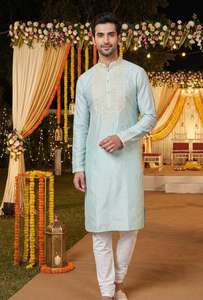 Nouveauté Kurta Pyjama en Mélange de Soie Léger Design Tendance Prêt à Porter Vêtement Formel et Décontracté Livraison Rapide - Product Image 5