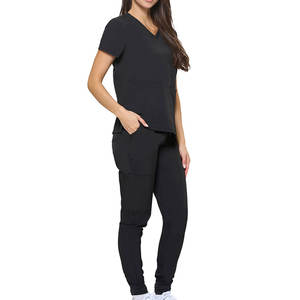 ชุดสครับแบบปรับได้สำหรับทุกเพศ เหมาะสำหรับโรงพยาบาล คลินิก บุคลากรทางการแพทย์ เสื้อคอวี + กางเกง รับผลิตแบบ OEM ODM ทรงเข้ารูป ผ้าเนื้อนุ่ม - Product Image 6