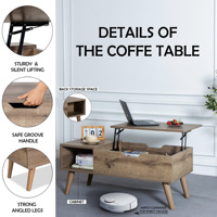 Table basse contemporaine en bois à dessus d'ascenseur avec le stockage caché et la conception élevée de taille pour les intérieurs modernes