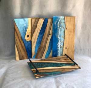 PLATEAU de service en résine naturelle époxy Plateau à fromage en bois d'olivier Plateau de service en bois de résine Planche à découper Planche à découper en résine - Product Image 3