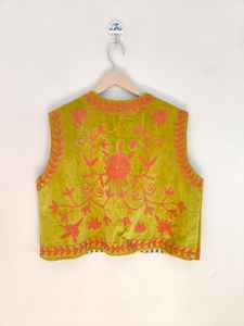 Handmade Velvet Bomber <b>Jacket</b> with Embroidered Suzani Pattern Reversible Breathable Eco-Friendly Winter <b>Short</b> <b>Sleeve</b> - Product Image 6