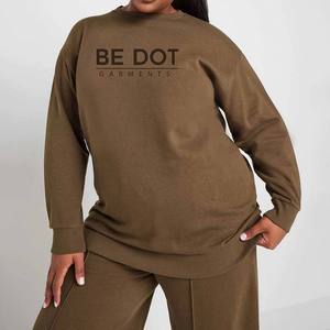 Conjunto de chándal de invierno transpirable de secado rápido de algodón 100% de calidad para mujer, chándal de cuello redondo con bloque de Color - Product Image 2