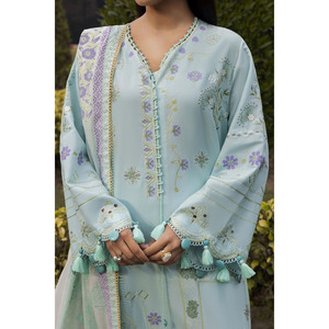 Conjunto de traje de 3 piezas bordado para mujer con dupatta estampada con efecto lacado DN-62008 - Product Image 1