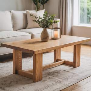 Grande table basse en bois, mobilier de salon spacieux, surface large, base robuste pour les espaces de réunion en famille - Product Image 2