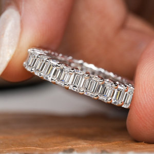 Full Eternity Emerald Cut Lab Grown Diamond Full Eternity Band 0.15CT Cada CVD Diamond Bridal Matching Band Regalo para mujeres - Product Image 3