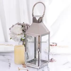 Conception martelée Top métal et verre bougie lanterne cuivre brillant fini pour décor intérieur et extérieur lanterne suspendue - Product Image 4