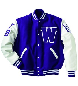Fabricants de vestes universitaires vierges Veste Letterman de baseball en laine personnalisée à manches en cuir vente en gros - Product Image 6