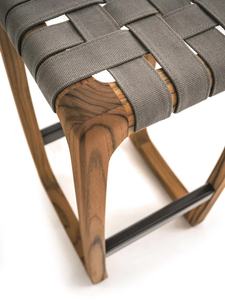 Solid Teak <b>Wood</b> <b>Bar</b> Stool with Woven Strap Seat-Modern Design Durable for Hotel Dining & Living Room Use - Product Image 3