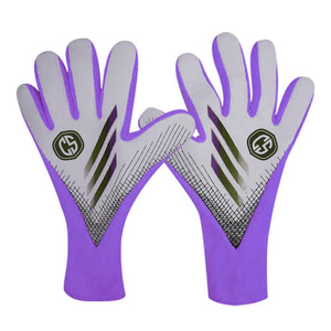 Gants de gardien de but professionnels respirants en gros, gris violet, coupe négative, dos en latex, haute adhérence, fermeture à boucle et crochet - Product Image 1