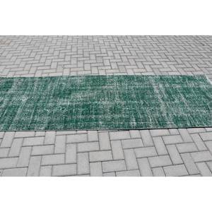 Alfombra Turca Vintage de Lana Verde Ecológica de Pelo Medio, 31 x 102 pies, Diseño Clásico Rectangular Grande con Parches para Comedor - Product Image 3