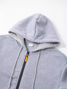 Sudadera con capucha informal con logotipo personalizado para hombre, sudadera de lana con cremallera de poliéster 100%, ropa de calle de entrenamiento de punto para invierno con capucha - Product Image 5