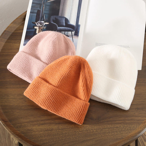 top Beanie Caps Pattern Unisex OEM Designed Winter Warm Solid Best Quality Custom Logo <b>Wool</b> Blend Breathable Waterproof - Product Image 3