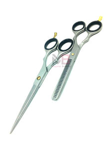 Ciseaux de coiffure professionnels en acier inoxydable à bord droit avec cisailles amincissantes à pointe de lame tranchante pour barbiers droitiers - Product Image 4