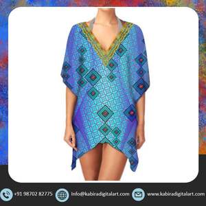 Vestido caftán de moda informal de verano para mujer, suave, cómodo, ligero, de una pieza, cuello en V, traje de longitud corta para un aspecto Sexy elegante - Product Image 2