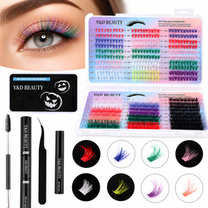 Kit Ciglia a Ciuffetti Morbidi Naturali Personalizzabili per Halloween, 8 Colori Misti, Ciglia Colorate, Logo Personalizzato/Etichetta Privata - Product Image 1