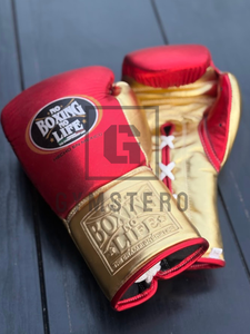 Gants de boxe personnalisés en cuir de vachette véritable, à doigts entiers, haute qualité, avec sangle de poignet réglable à boucle auto-agrippante et design lacé, compatibles écran tactile - Product Image 2