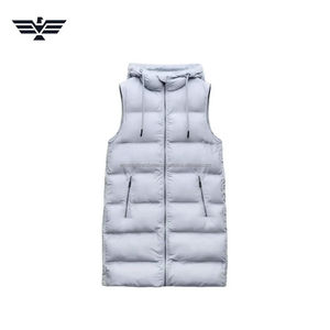 Women's Breathable Woven Long Puffer Vest Jacket Hood Thick Winter Warm Nylon Shell <b>Polyester</b> <b>Filling</b> Autumn/Winter Front - Product Image 2