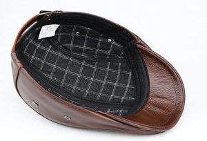 Chapeau de gavroche réglable pour hommes chapeau de béret conduite chasse chapeau de pêche en cuir véritable casquette de lierre mode béret plat - Product Image 4